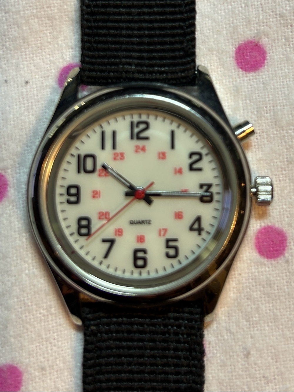 Classic Black Strap Analog Watch with White Dial